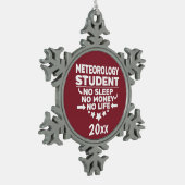 Meteorologie Student No Sleep Money Kardinal Red Schneeflocken Zinn-Ornament (Links)