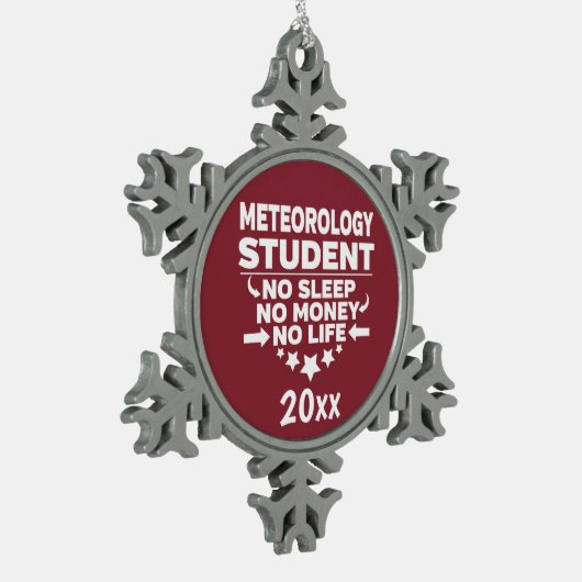 Meteorologie Student No Sleep Money Kardinal Red Schneeflocken Zinn-Ornament (Links)
