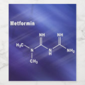 Metformin diabetes drug, Structural chemical formu Weinetikett (Einzelnes Label)