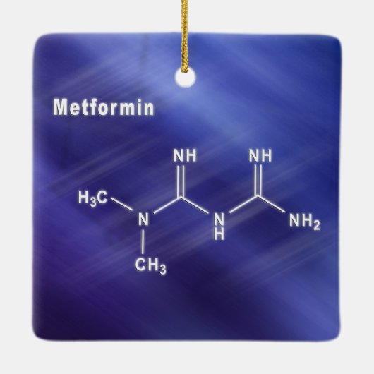 Metformin-Diabetes-Medikament, strukturelle chemis Keramikornament (Rückseite)
