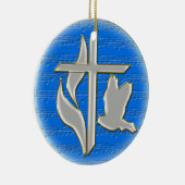 Methodistenkreuz mit Taube Keramikornament (Rechts)
