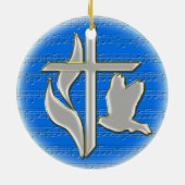 Methodistenkreuz mit Taube Keramikornament (Hinten)