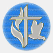 Methodistenkreuz mit Taube Runder Aufkleber (Vorderseite)