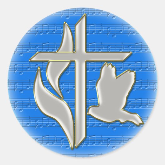Methodistenkreuz mit Taube Runder Aufkleber (Vorderseite)