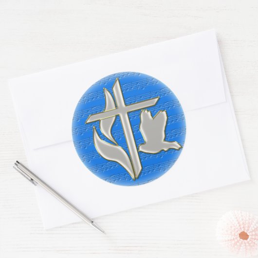 Methodistenkreuz mit Taube Runder Aufkleber (Umschlag)