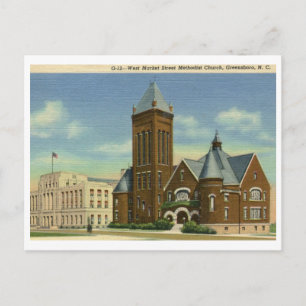 Methodistische Kirche, Greensboro NC Vintag Postkarte