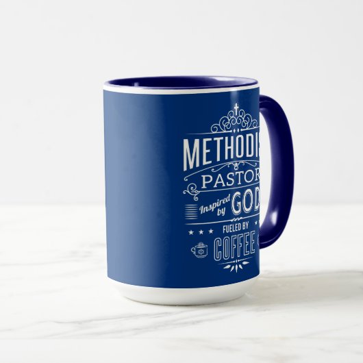 Methodistischer Pastor, von Gott und Kaffee Tasse (VorderseiteRechts)