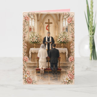 Methodistisches Kreuz und Flamme der rosa Rose Einladung
