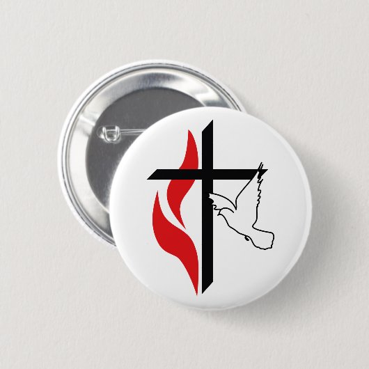 Methodistisches Kreuz und Taube Button (Vorne & Hinten)