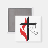 Methodistisches Kreuz und Taube Magnet (Vorderseite/Rückseite)