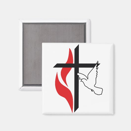 Methodistisches Kreuz und Taube Magnet (Vorderseite/Rückseite)