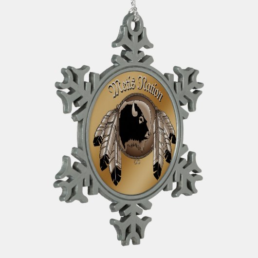 Metis Art Weihnachtsschmuck Custom Tribal Geschenk Schneeflocken Zinn-Ornament (Links)