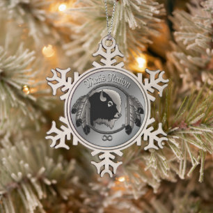 Metis Art Weihnachtsschmuck Custom Tribal Geschenk Schneeflocken Zinn-Ornament