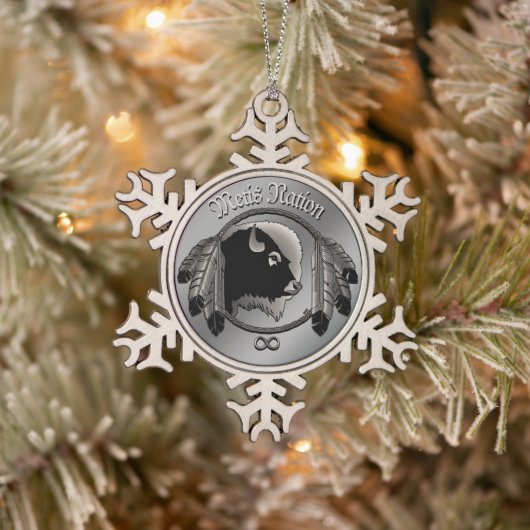 Metis Art Weihnachtsschmuck Custom Tribal Geschenk Schneeflocken Zinn-Ornament (Baum)