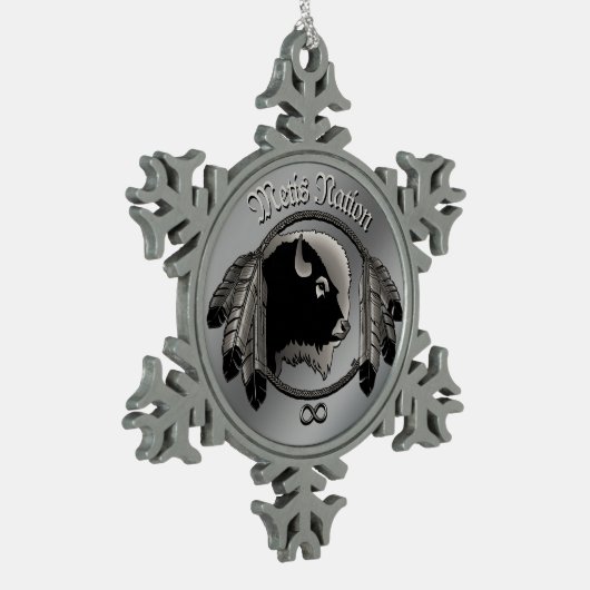 Metis Art Weihnachtsschmuck Custom Tribal Geschenk Schneeflocken Zinn-Ornament (Links)