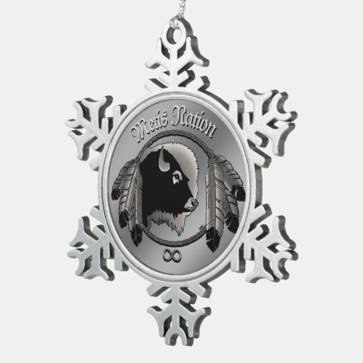 Metis Art Weihnachtsschmuck Custom Tribal Geschenk Schneeflocken Zinn-Ornament (Rechts)