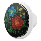 Metis Beadwork Blumenknock Native Art Keramik Keramikknauf (Rechts)