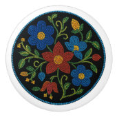 Metis Beadwork Blumenknock Native Art Keramik Keramikknauf (Vorderseite)