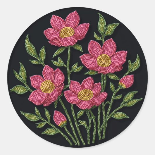 Metis Beadwork Native Art Cosmos Blume Stickers (Vorderseite)