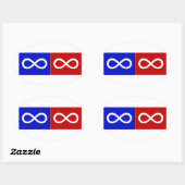Métis Blue & Red Flag Ovaler Aufkleber (Blatt)