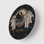 Metis Clock First Nation Spirit Buffalo Wall Clock Runde Wanduhr (Winkel)
