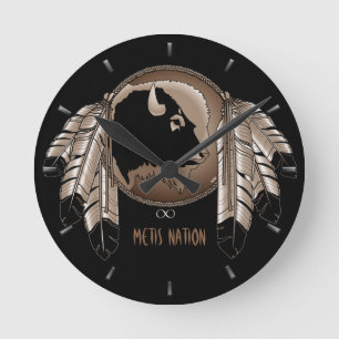 Metis Clock First Nation Spirit Buffalo Wall Clock Runde Wanduhr