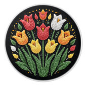 Metis First Nations Beadwork Tulips Keramik Knock Keramikknauf (Vorderseite)