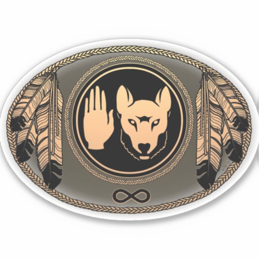 Metis Flag Art Stickers First Nations Wolf Geschen Aufkleber (Vorderseite)