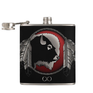 Metis Flask Custom Spirit Buffalo Metis Art Flask Flachmann