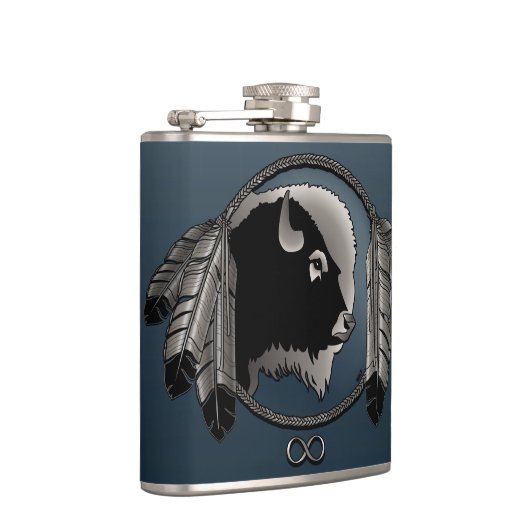 Metis Flask Custom Spirit Buffalo Metis Art Flask Flachmann (Rechts)