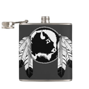 Metis Flask Custom Spirit Buffalo Metis Art Flask Flachmann