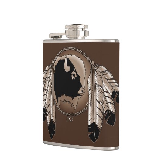 Metis Flask Custom Spirit Buffalo Metis Art Flask Flachmann (Links)
