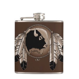 Metis Flask Custom Spirit Buffalo Metis Art Flask Flachmann