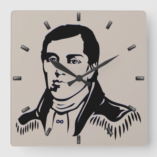 Metis Hero Clock Metis Leader Cuthbert Grant Clock Quadratische Wanduhr (Vorderseite)