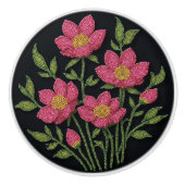 Metis Native Beadwork Cosmos Blume Keramik Knob Keramikknauf (Vorderseite)