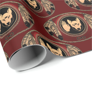 Metis Wrapping Paper First Nations Wolf Art Paper Geschenkpapier