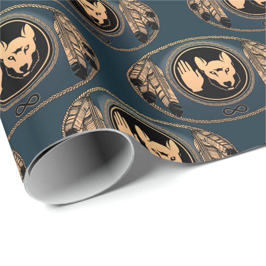 Metis Wrapping Paper First Nations Wolf Art Paper Geschenkpapier (Rolleneckpunkt)