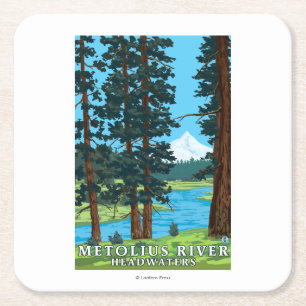 Metolius Fluss-Oberläufe, Oregon Rechteckiger Pappuntersetzer