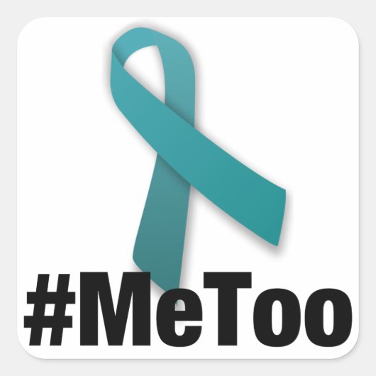 #MeToo Design mit Ribbon Quadratischer Aufkleber (Vorderseite)