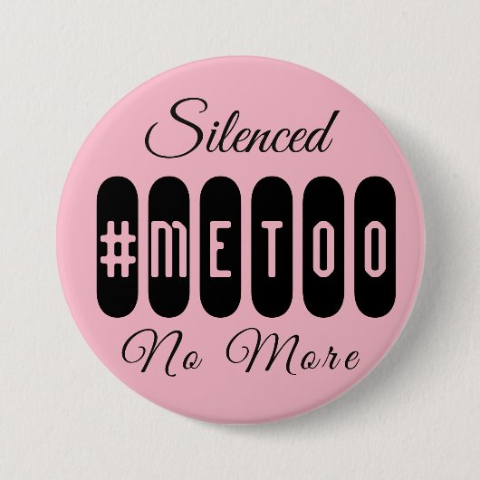 #MeToo einfacher schwarzer und rosa Knopf Button (Vorderseite)