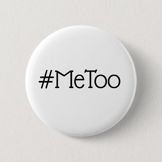 #MeToo einfacher Schwarzweiss-Knopf Button (Vorderseite)