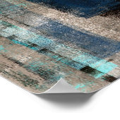 'Metro' Abstrakte Kunstmalerei in Blau Poster (Ecke)