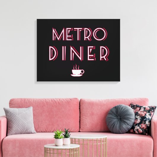 Metro Art Deco Diner Sign Leinwanddruck (Insitu (Wohnzimmer))
