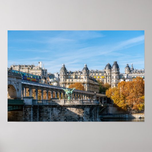 Metro in Pont de Bir-Hakeim - Paris, Frankreich Poster (Vorne)
