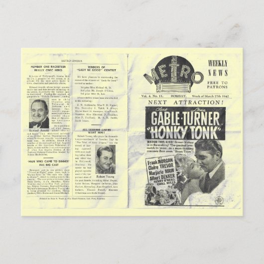 Metro Kino News! HONKY-TONK Postkarte (Vorderseite)