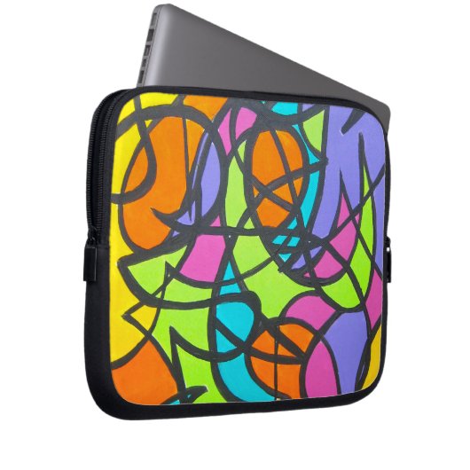 Metro-Mond - abstrakte Kunst handgemalt Laptopschutzhülle (Vorne Rechts)