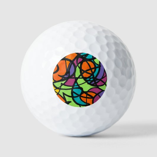 Metro Mond - Handbemalte abstrakte Kunst Golfball (Vorderseite)