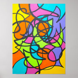 Metro Moon Abstrakt Art handbemalt Poster