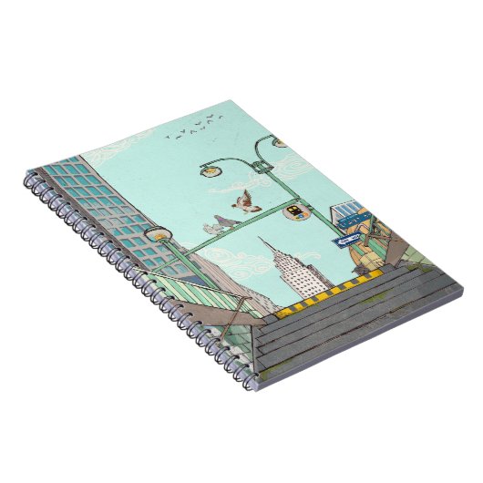 Metro Stopp Manhattan NYC Whimsical Illustration Notizblock (Rechte Seite)