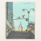 Metro Stopp Manhattan NYC Whimsical Illustration Planer (Vorderseite)